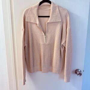 Cream Women's Sweater with Zipper